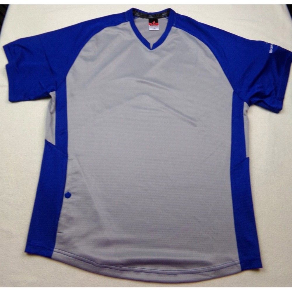 Alleson Athletic Jersey Adult Size M Gray‎ Blue V Neck Woodford Reserve